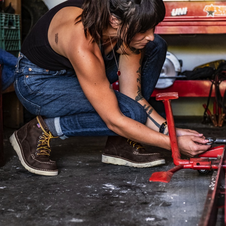 Dames Bull Run Moc Toe 6 Bruine Stalen Neus Danner